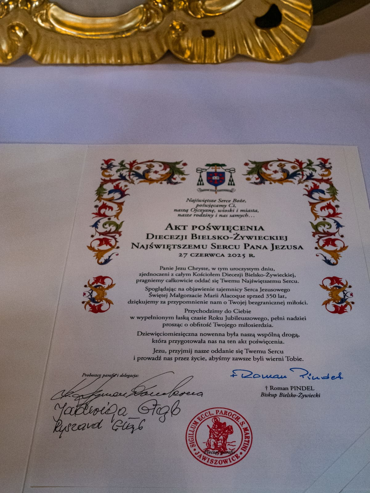Akt zawierzenia Parafii NSPJ - Parafia Jawiszowice św. Marcina Bpa